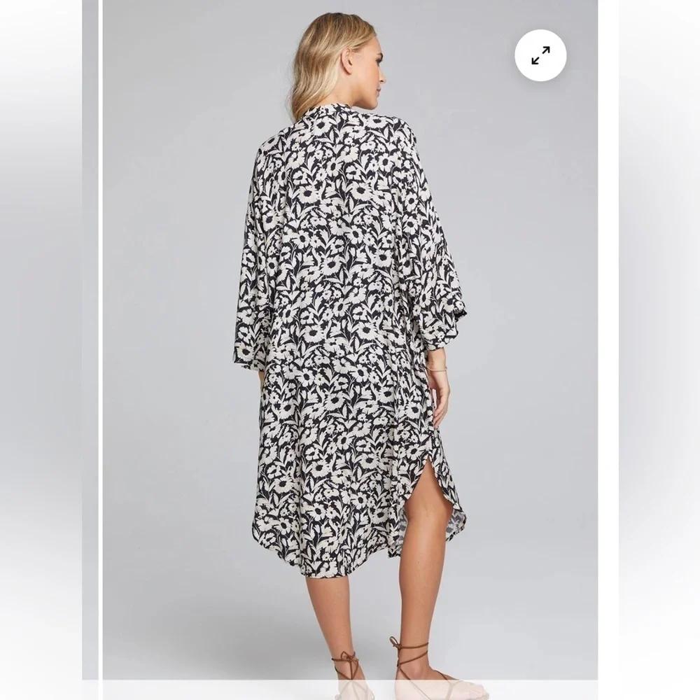 Saltwater LUXE BANKS KIMONO 100% Soft Summer 3/4 Sleeve in Black & White S